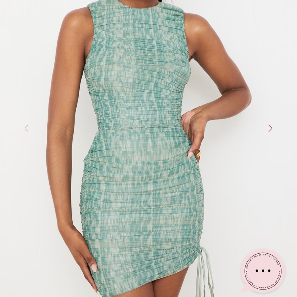 House of CB Chelsea Ivy Ruched Mesh Mini Dress